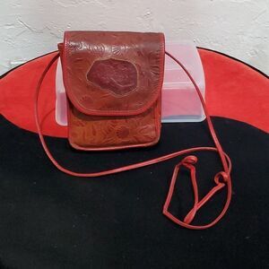 Vintage Carlos Falchi Tooled Leather Crossbody Purse